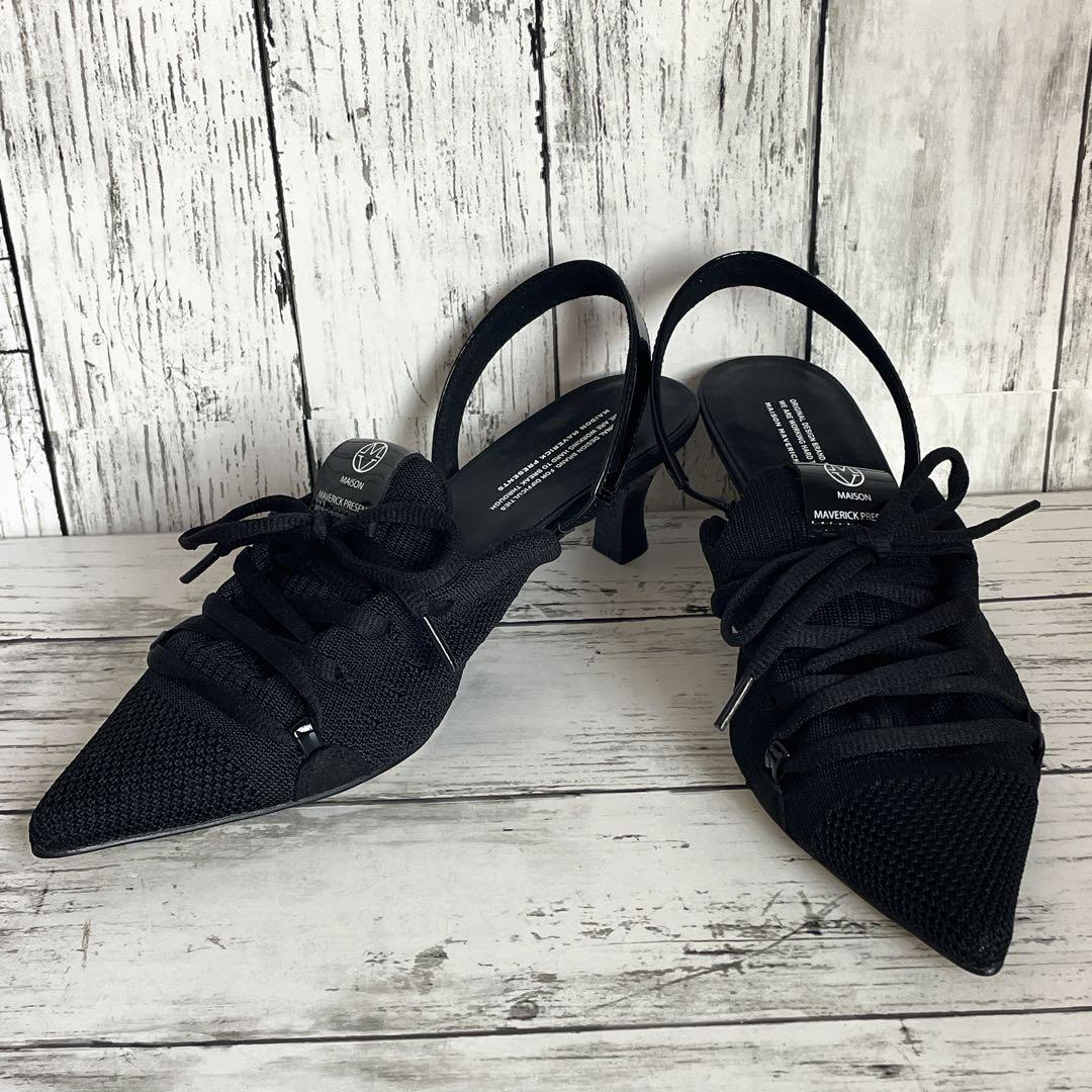 美品 ✨ メゾンマーベリックプレゼンツ レースアップ ミュール 黒 23.5cm