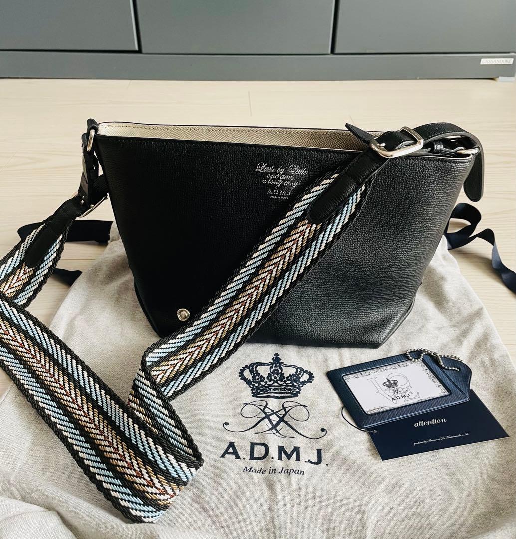 ADMJイタリアンレザー クロスボディーバッグ エーディーエムジェイ イタリアンラムレザー 口金式 クロスボディー