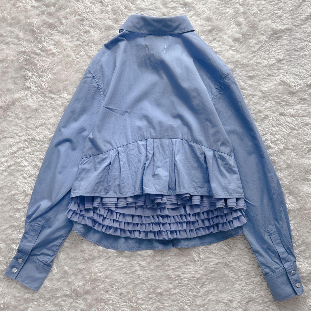 MUVEIL ミュベール バックフリルブラウス サックスブルー 38 M - メルカリ