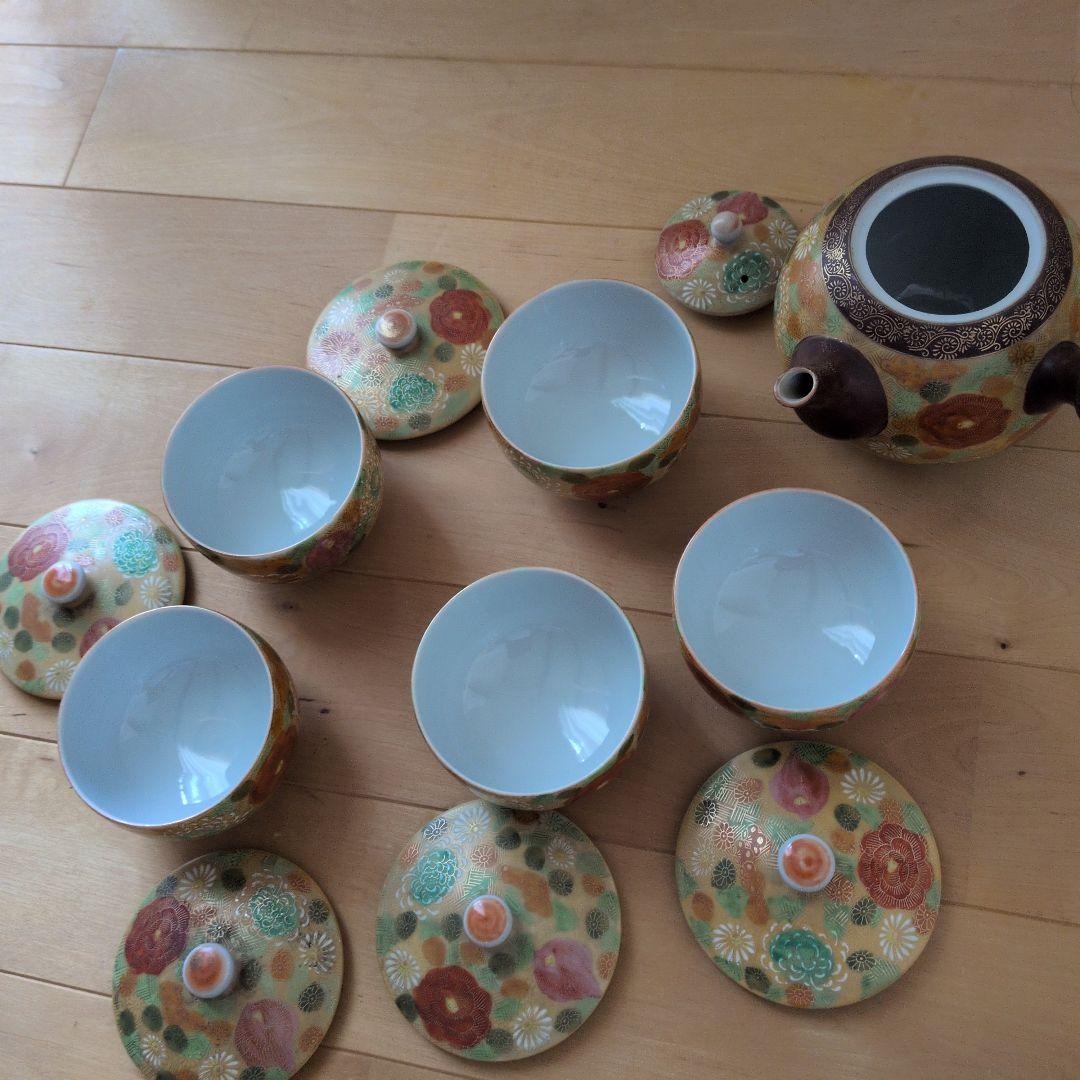 茶道具セット 花柄 陶器製 6点 九谷焼