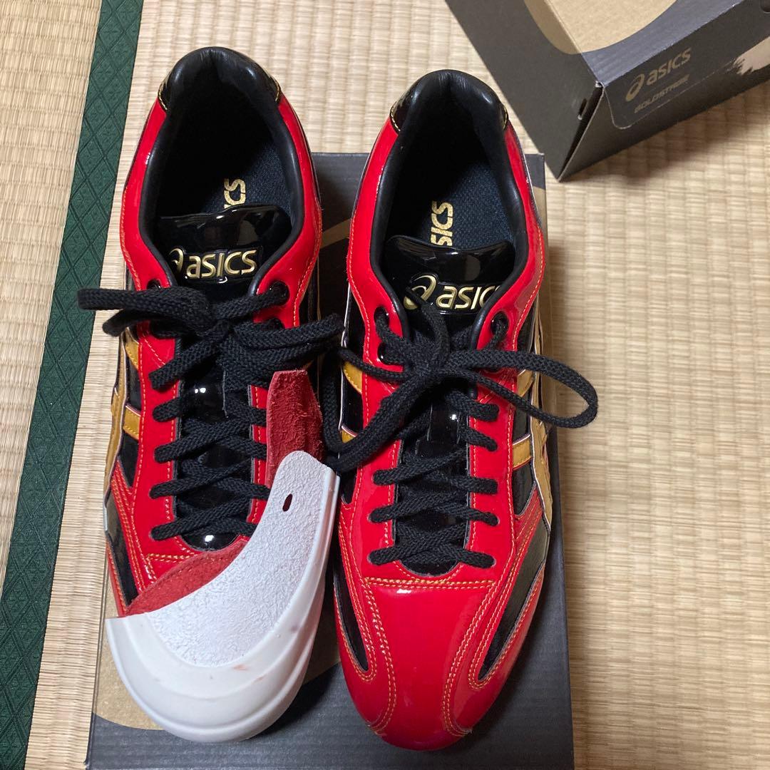 asics ゴールドステージオーダースパイク エナメルレッド/ブラック/ゴールド 受注生産】【返品不可】注文から約90日後発送予定 野球 アシックス