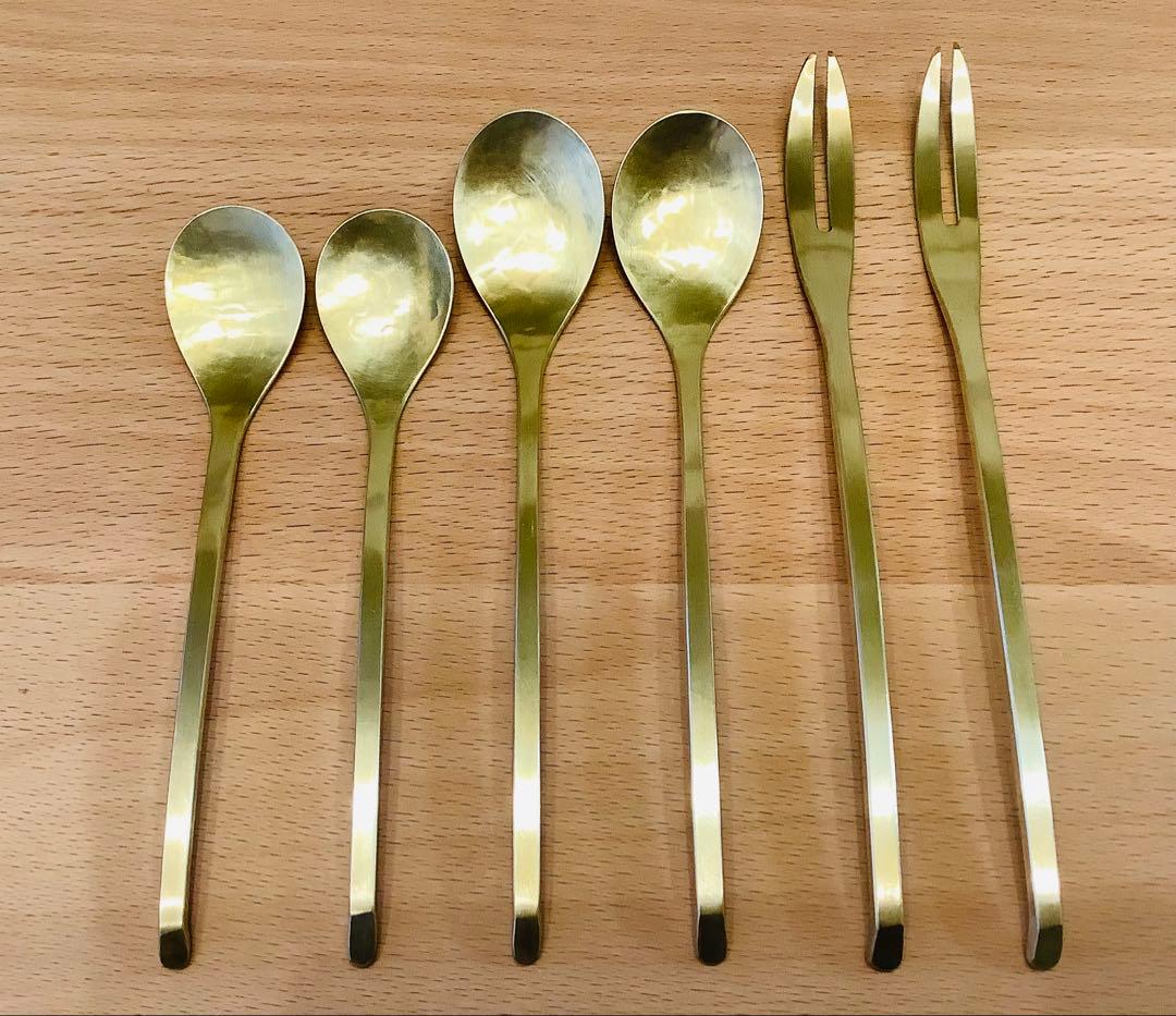 鍛金工房WESTSIDE33 寺地茂 作 真鍮 フォーク・スプーン6点 - メルカリ