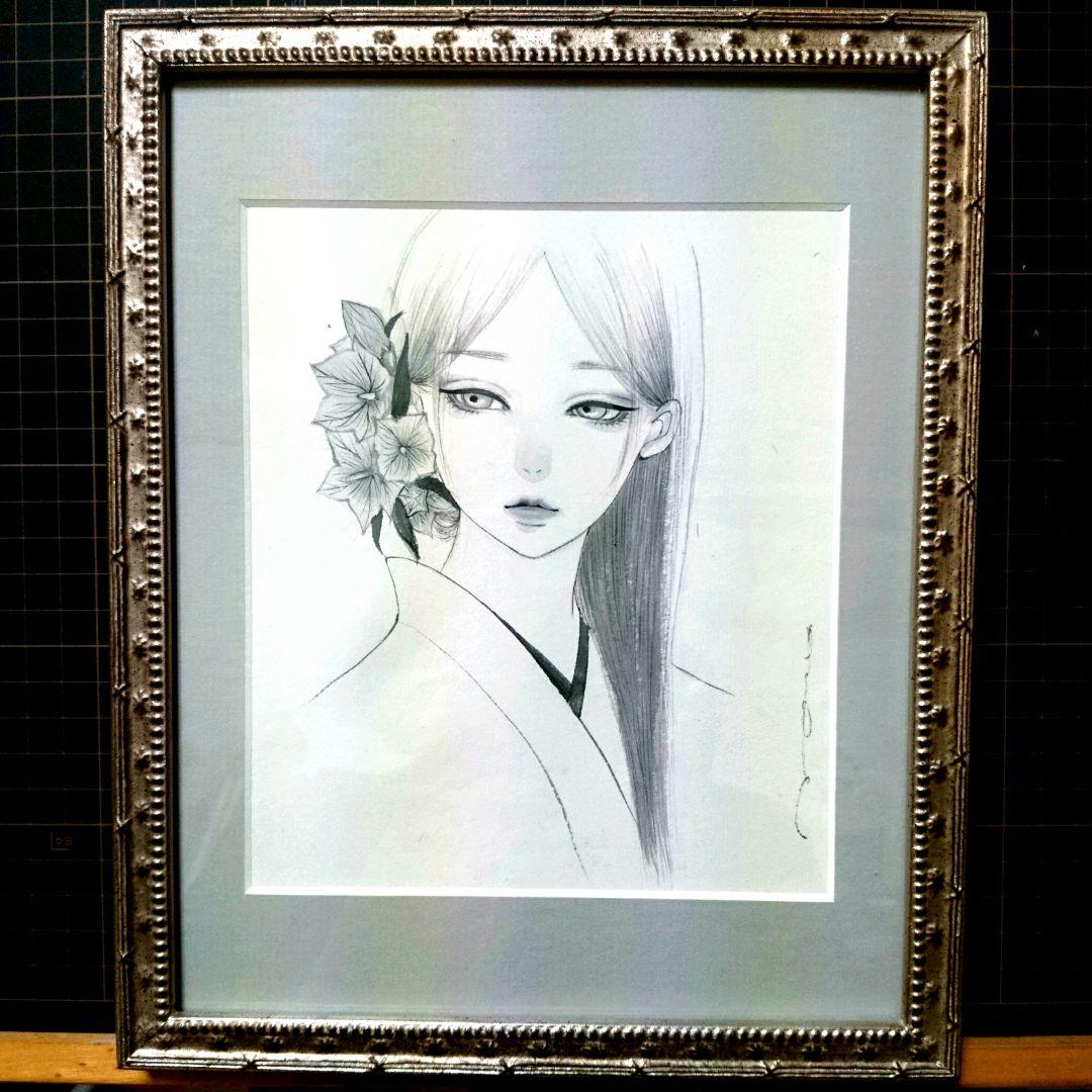 ポストカード《 桔梗 》 墨絵 水墨画 絵画