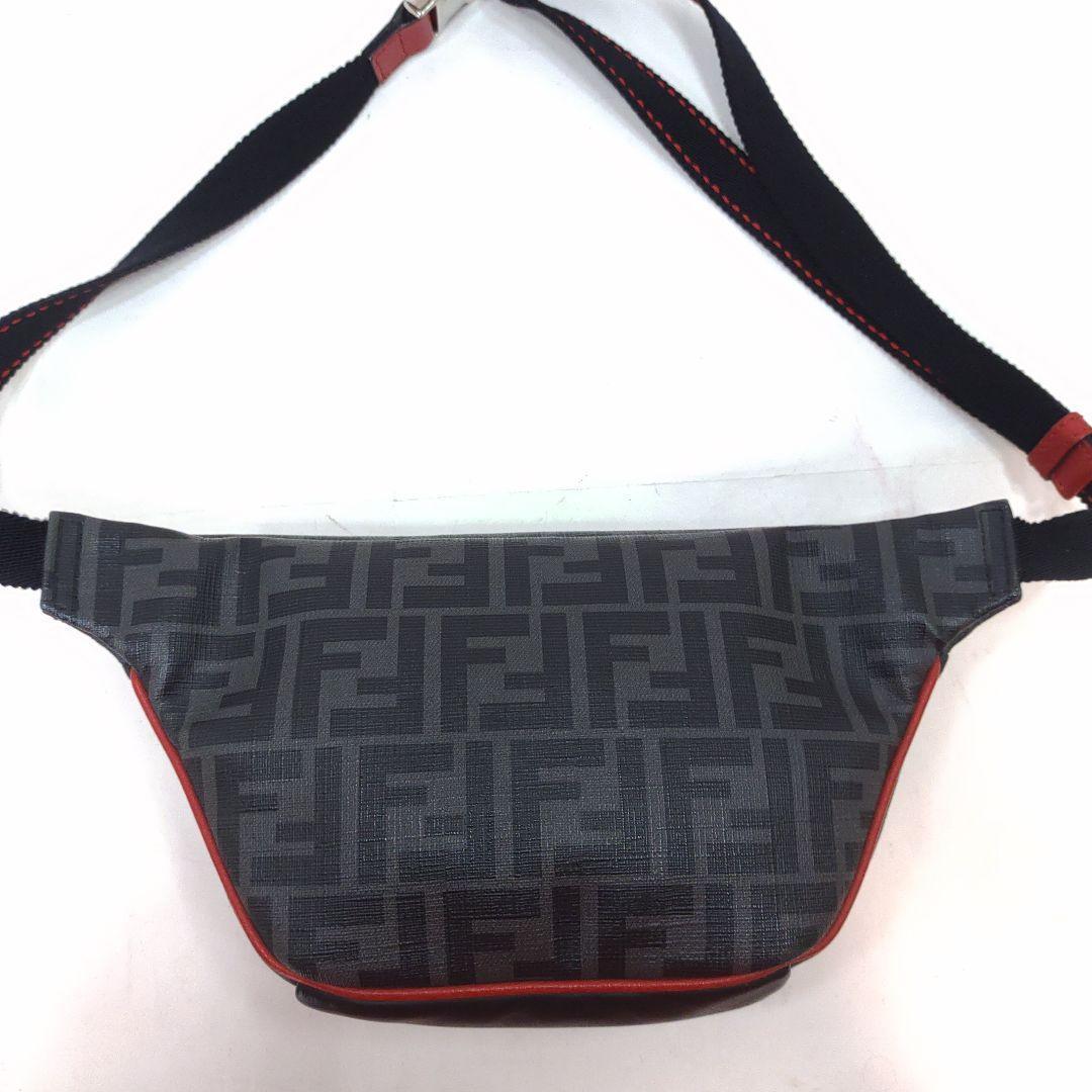 美品】フェンディ ウエストポーチ ボディバッグ レザー×PVC FF柄 黒
