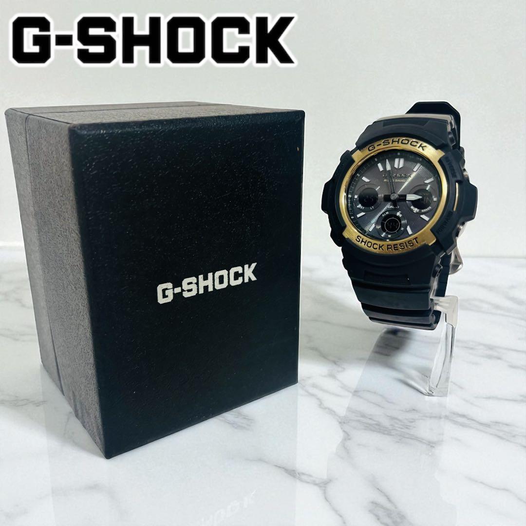 美品 希少 G-SHOCK アナデジ 電波 ソーラー 腕時計 ブラック ゴールド G-SHOCK Gショック 限定 腕時計 アナデジ ブラック×ゴールド GA-110GB