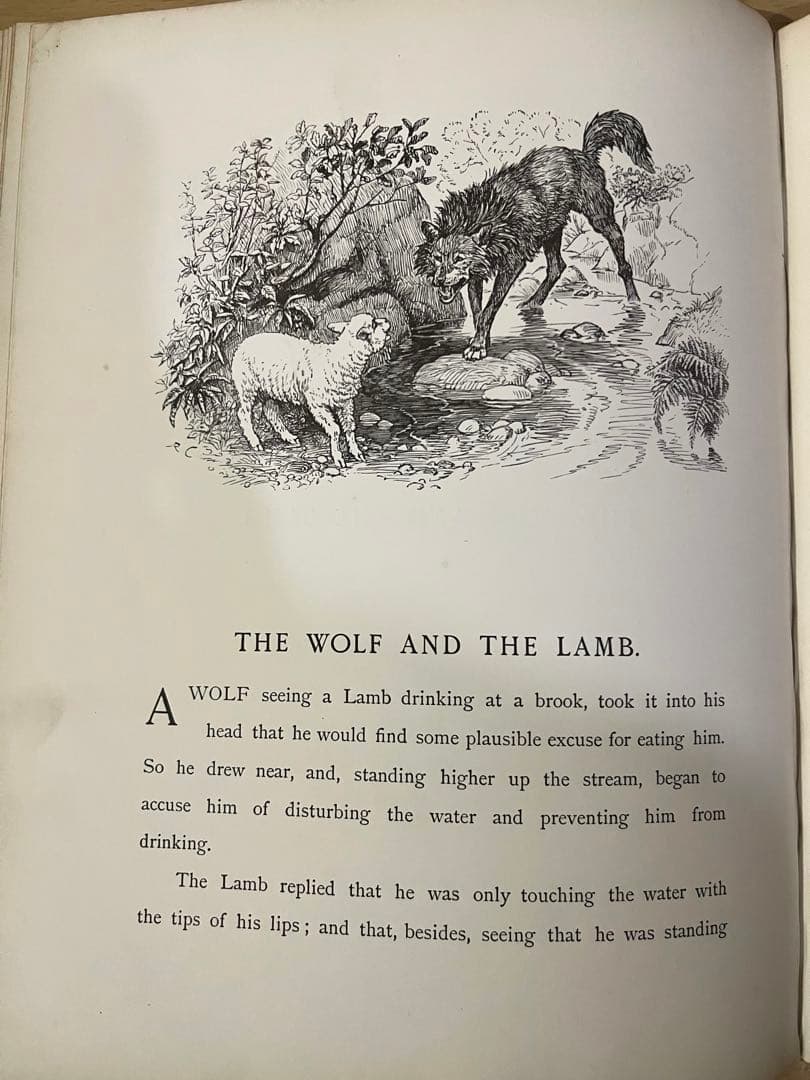 No.428 希少 アンティーク 古書 洋書 絵本 ビクトリア イソップ 童話