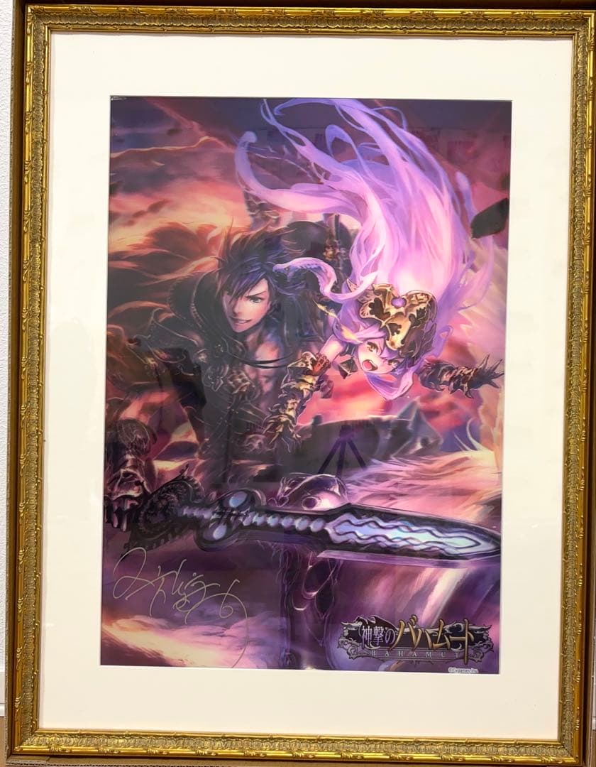 アサヒ飲料×神撃のバハムート イラストポスター サイン入り 非売品