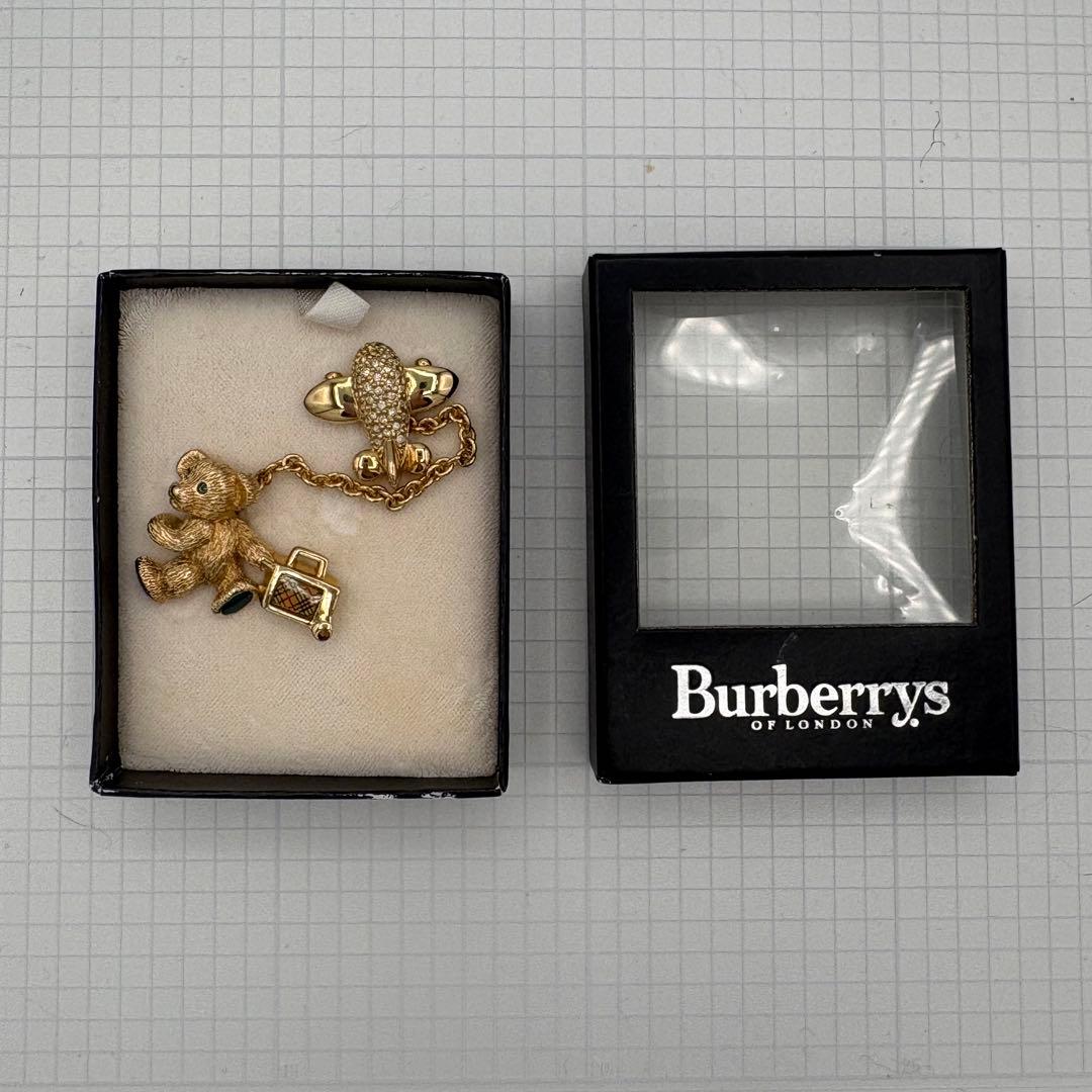 ヴィンテージ】Burberrys テディベア チャーム付き ブローチ ゴールド