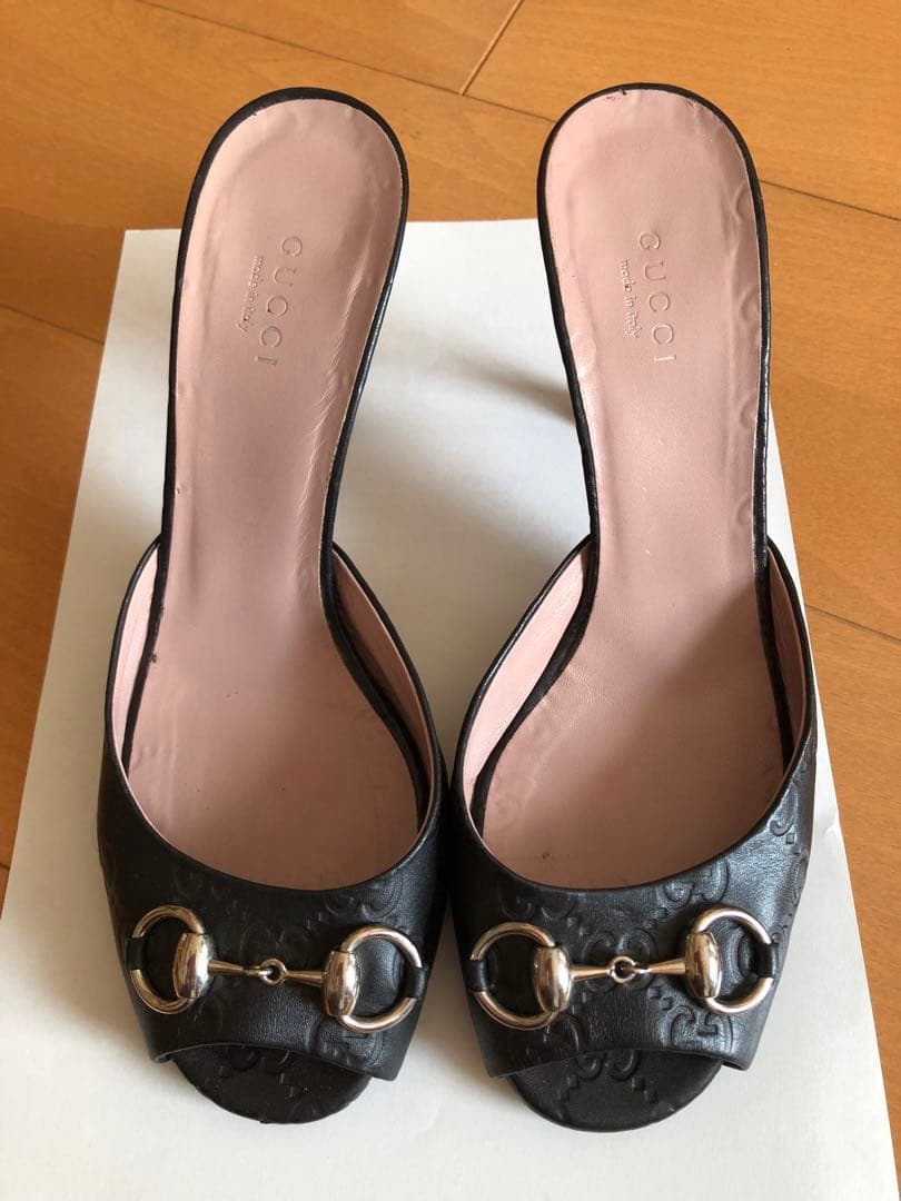 GUCCI ブラック オープントゥ ミュール❣️37 中古・古着通販】GUCCI (グッチ) プリンスタウン レザー ミュール