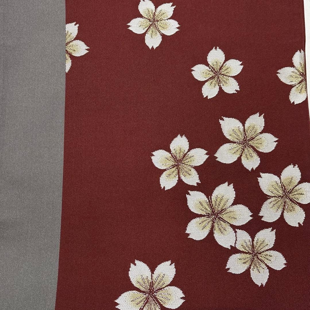 袋帯【辻村寿三郎】ジュサブロー 桜 正絹 染め分け 灰色 赤紫色 六通柄