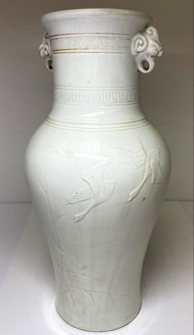 専用中国古玩 白磁花鳥図花瓶 高さ38㎝ 東Y7-0210⑤タルサ 中国