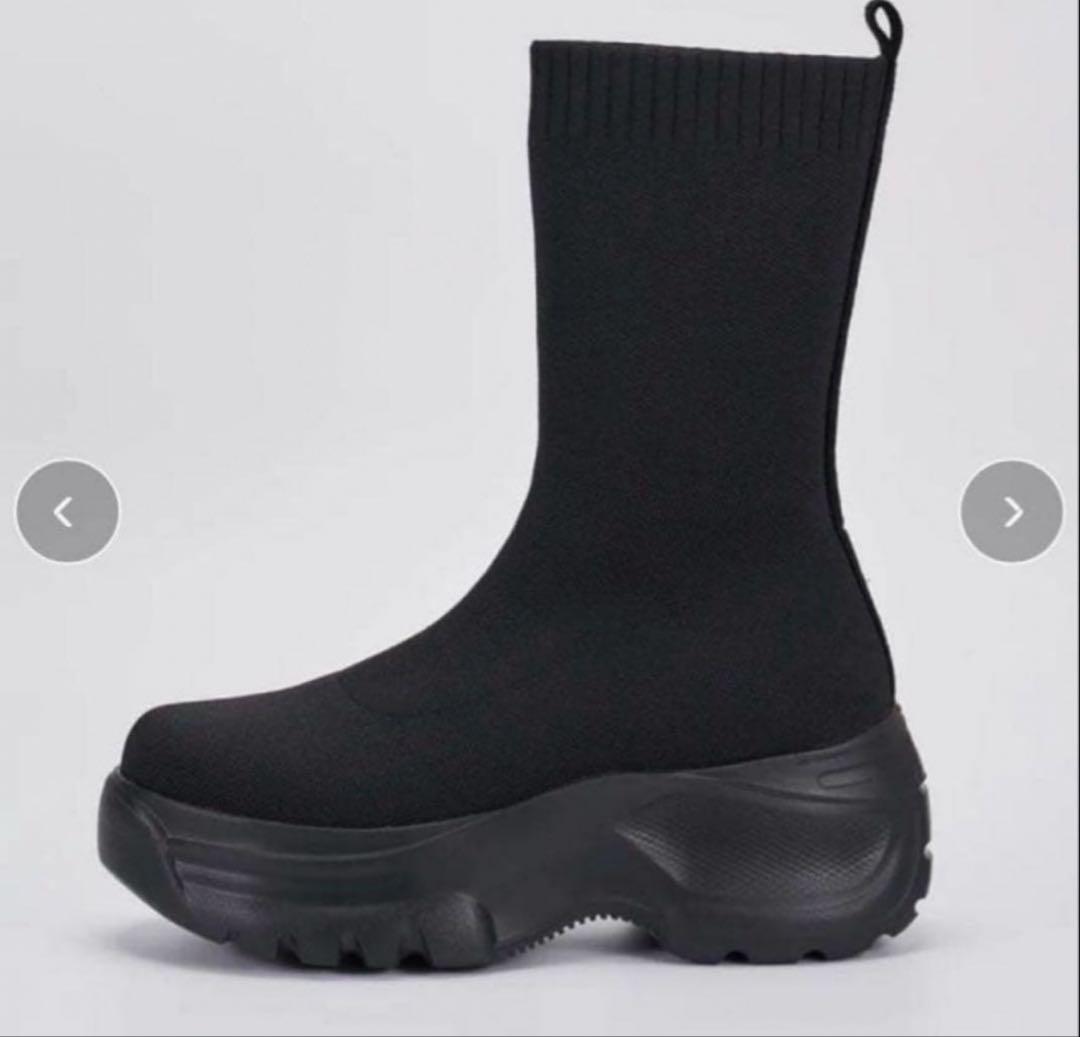 鈴木亜美さんプロデュース プラットフォームニットショートブーツ S