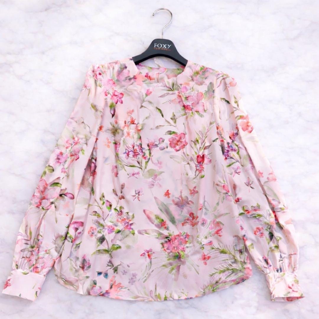 ルルウィルビー RATTI ソフトフラワープリントブラウス 水彩 ピンク