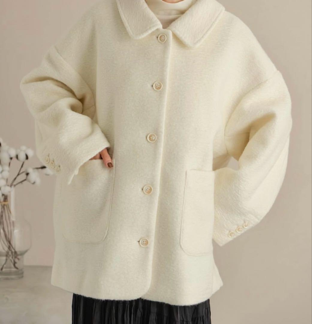 hinari ステンカラーシャギーミドルコート - メルカリ