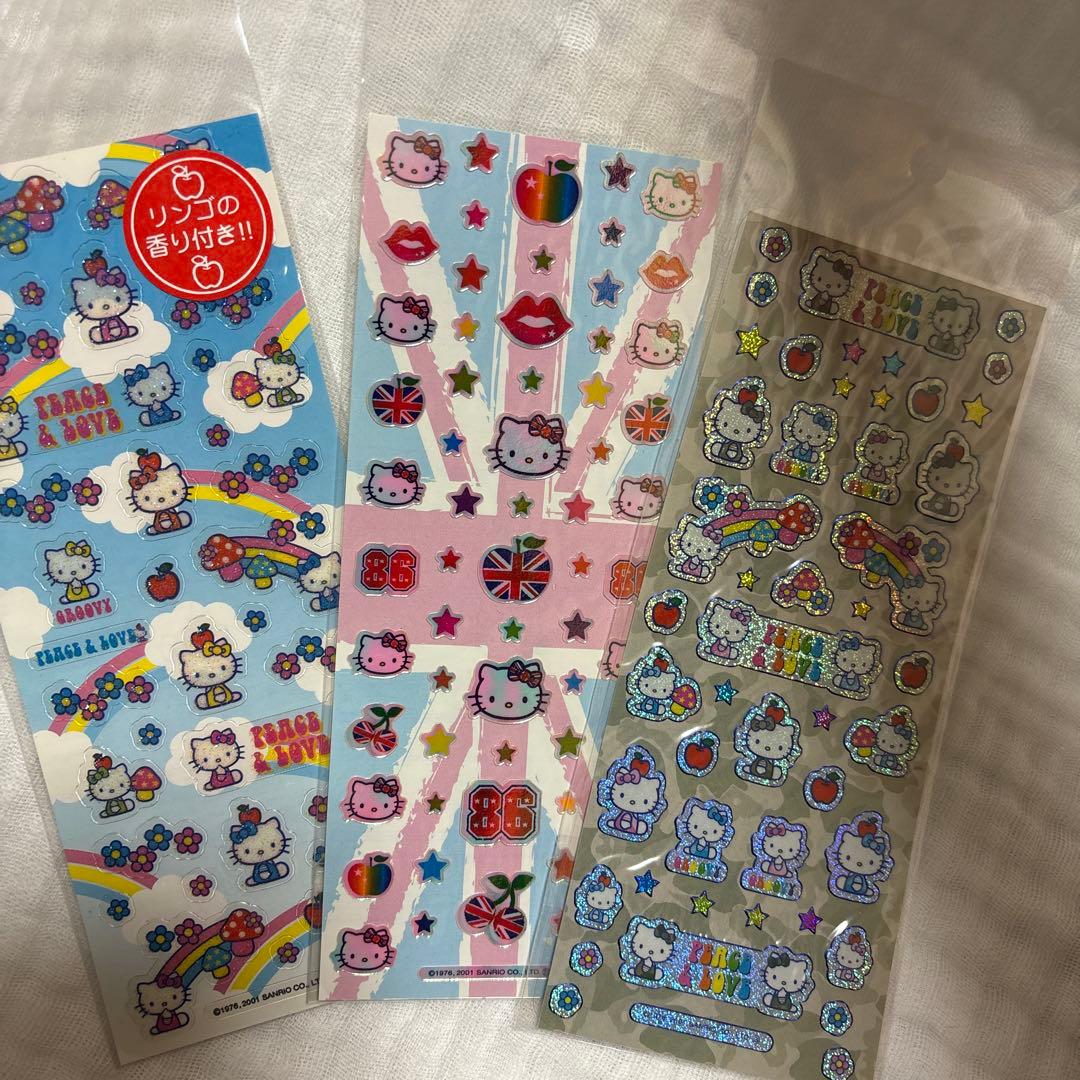サンリオ ハローキティ 2001年 レトロ シール ステッカー 3種 当時物