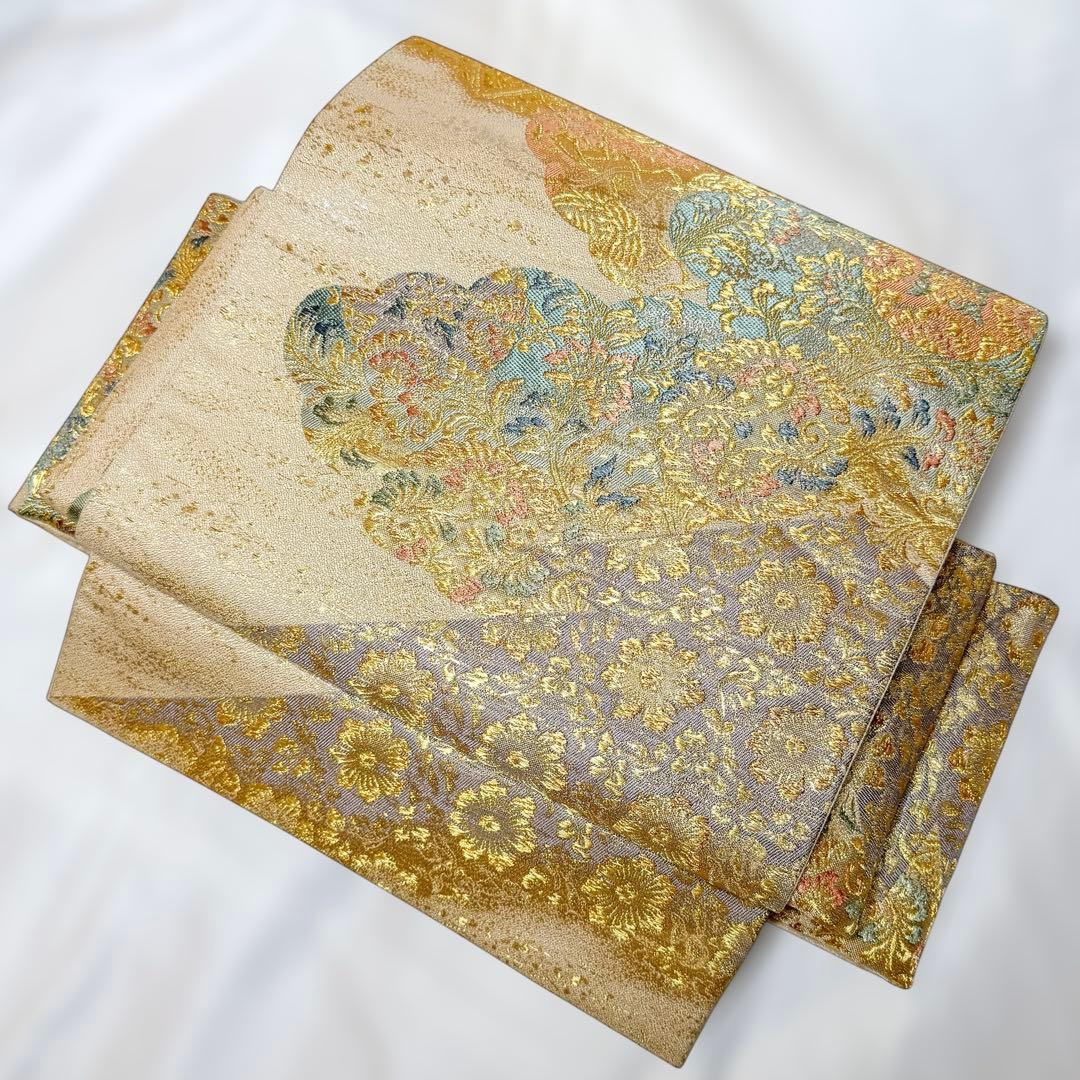 一体型 ワンタッチ帯 作り帯 マジックテープ 豪華 袋帯 二重太鼓