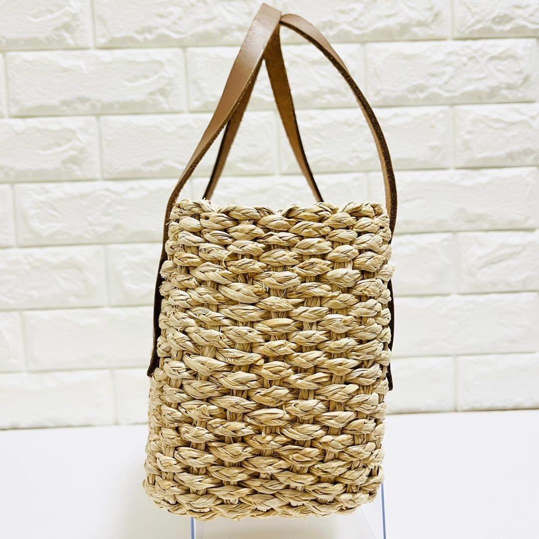 完売品】クレドラン かごバッグ ボックス型 ファスナー 帆布 異素材