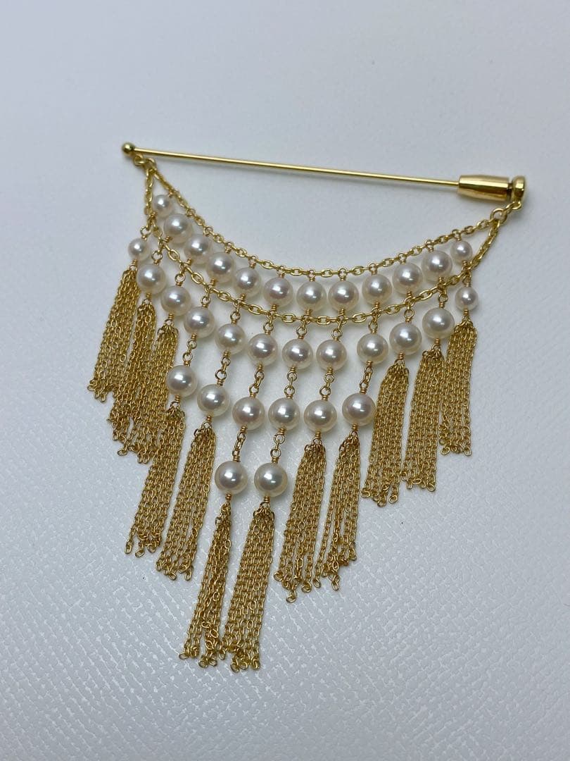 極美品 K18 本真珠 パール ブローチ ゴージャス 9.23g