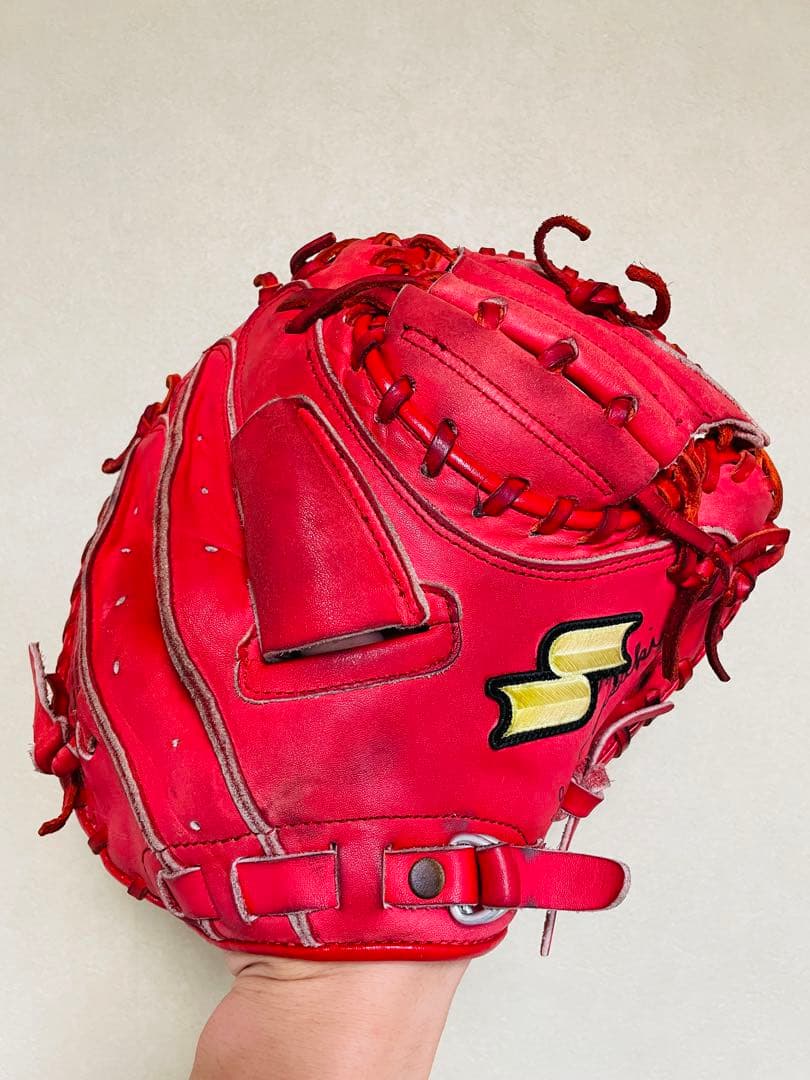 美品✨SSK キャッチャーミット 軟式 右投げ 赤 即戦力 レッド エスエスケー SSK (エスエスケイ) 軟式グローブ レッド ケース付 プロエッジシリーズ