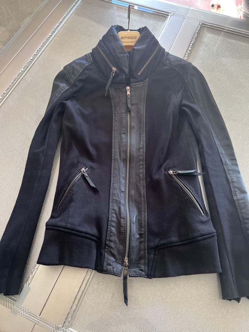 n様専用❣️14th addict❣️レザーとストレッチ素材のハイネックジャケット