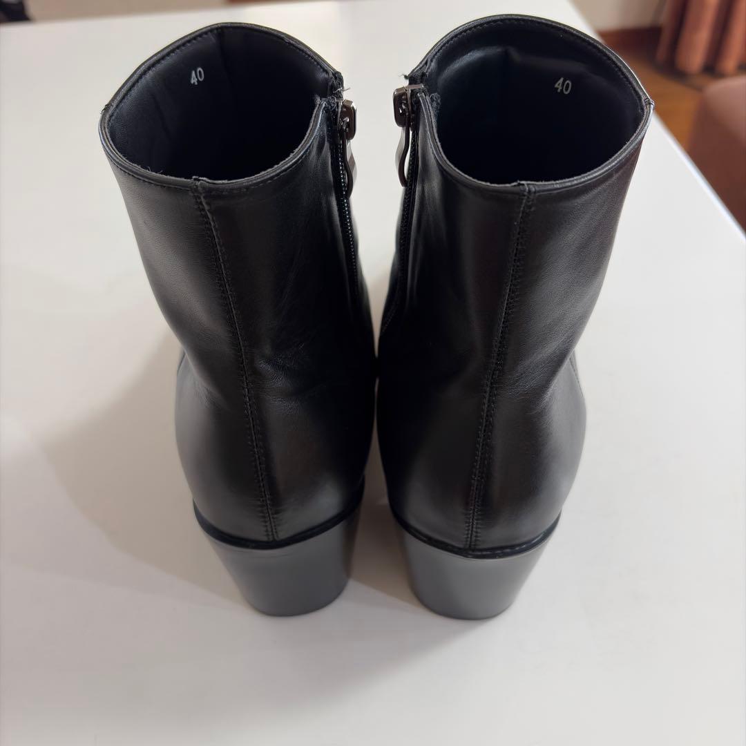 Lui's ルイス サイドジップ ヒールブーツ レザーブーツ ブラック 40