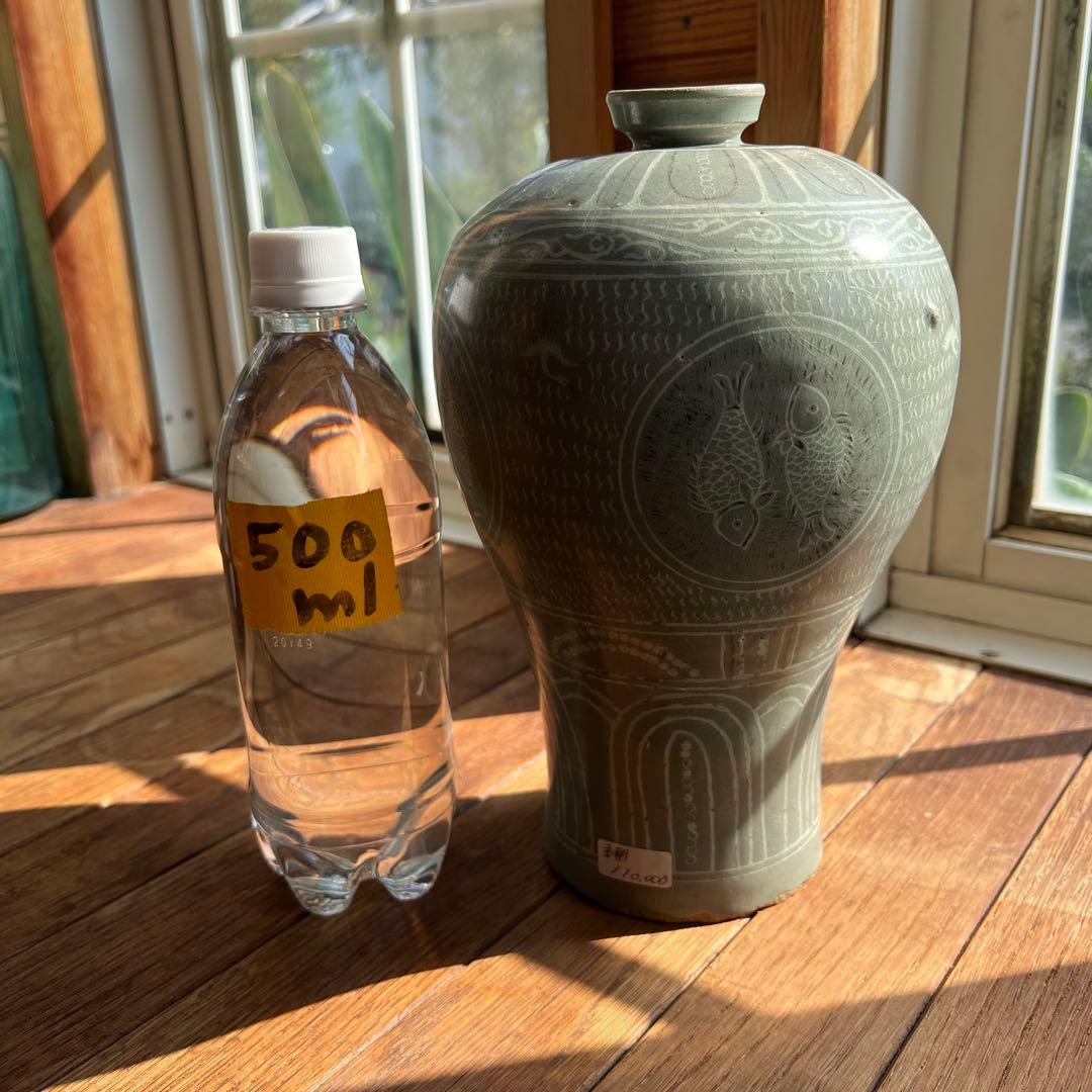 梅瓶 李朝 双魚 遊魚文 梅瓶 朝鮮 古美術 骨董 高麗 青磁 粉青沙器 魚