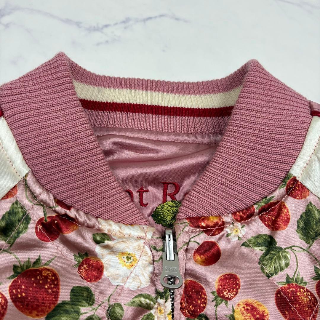 ピンクハウス リバーシブル✨スカジャン ブルゾン いちご刺繍 さくらんぼ