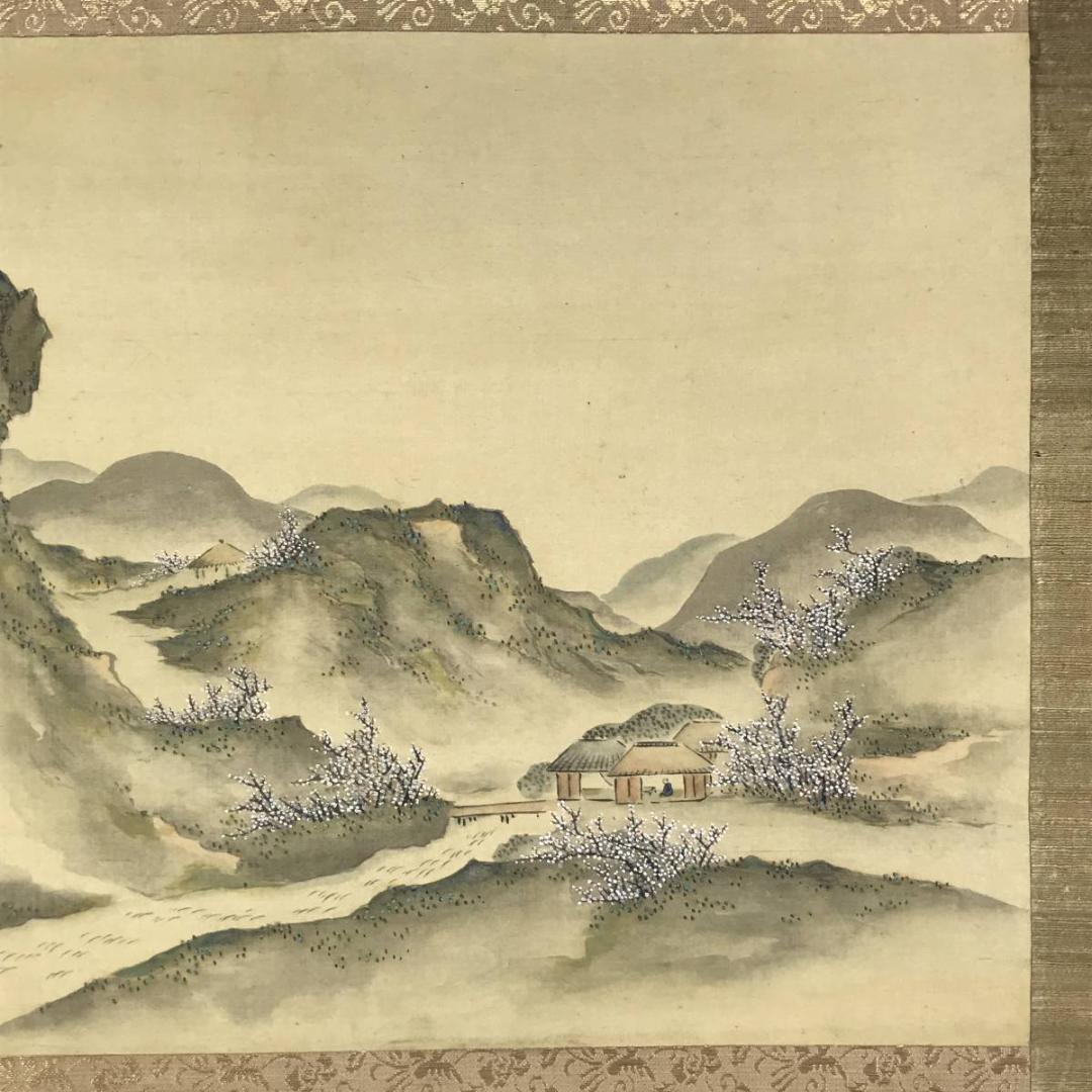 作者不詳/春景山水図/山水図/横物/掛軸/名家伝来/AD-201 - メルカリ