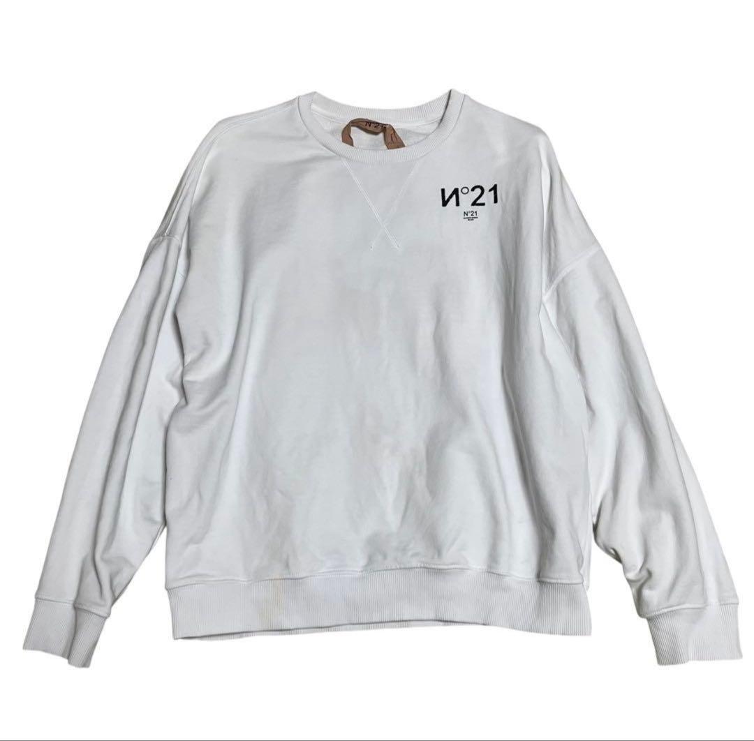 N°21 スウェット ホワイト 38 ロゴ トレーナー - メルカリ