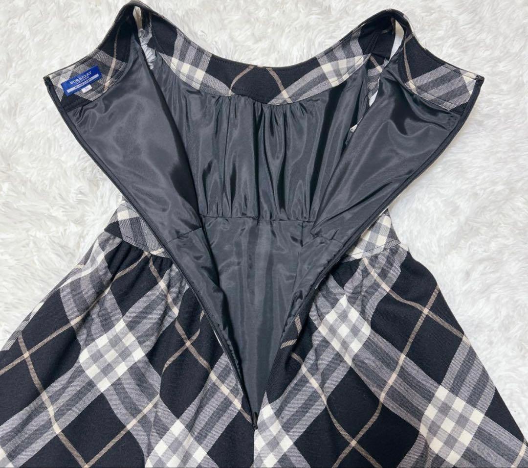 希少 バーバリーブルーレーベル ウールチェックワンピース 36 - メルカリ