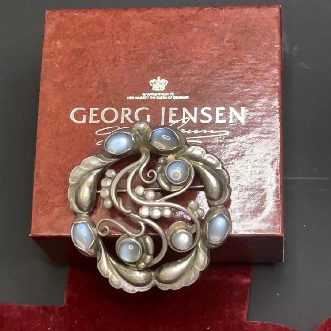 美品 GEORG JENSEN ジョージジェンセン ムーンストーン ブローチ