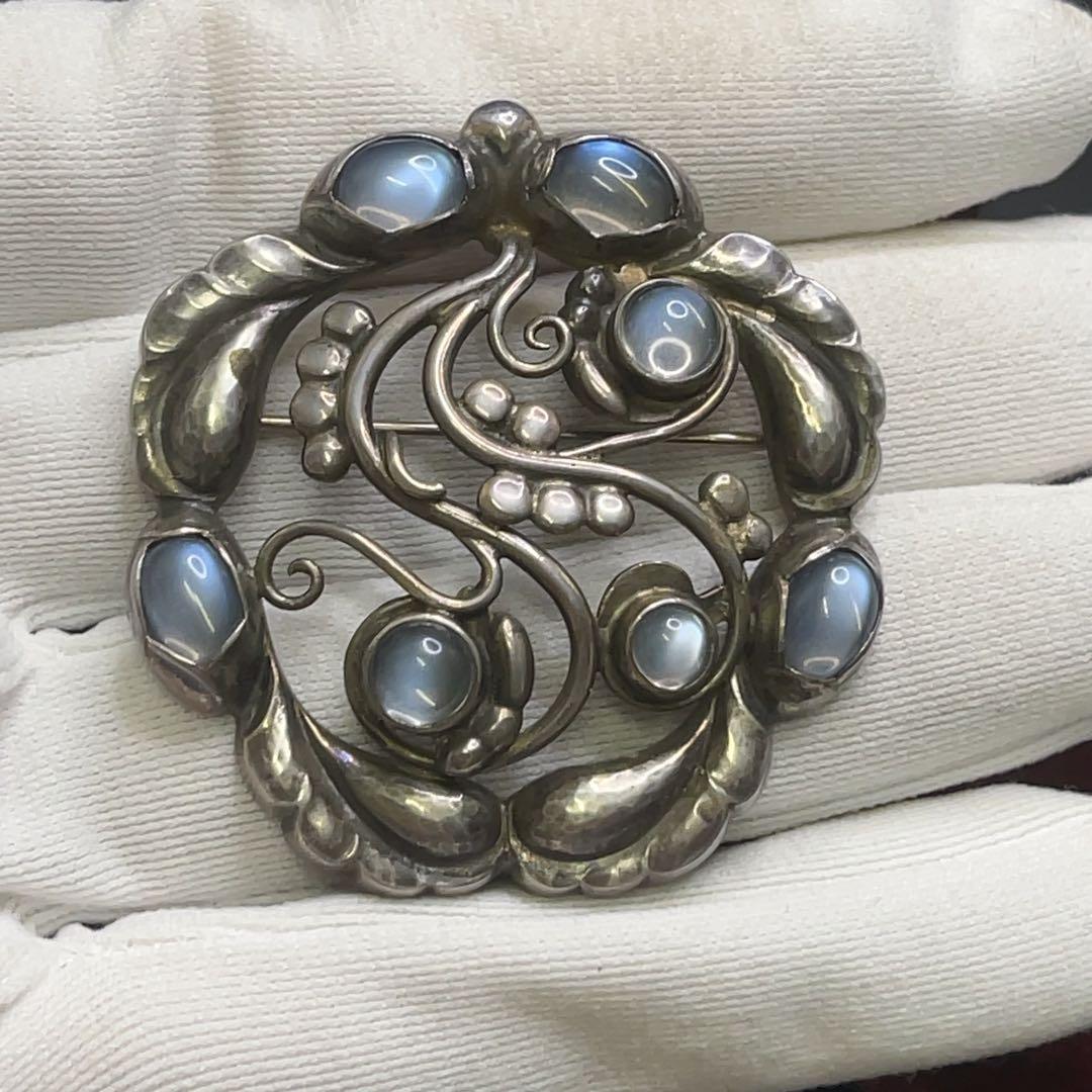 美品 GEORG JENSEN ジョージジェンセン ムーンストーン ブローチ