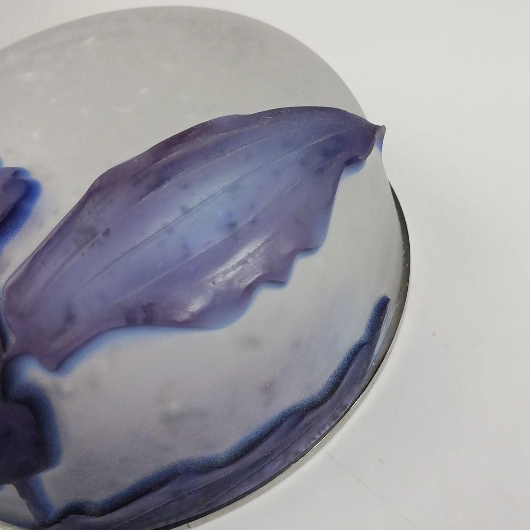 Ｗ４３　棗　『砂彫硝子　つゆ草』『茶器』『松本正雄 作』　共箱　茶道具