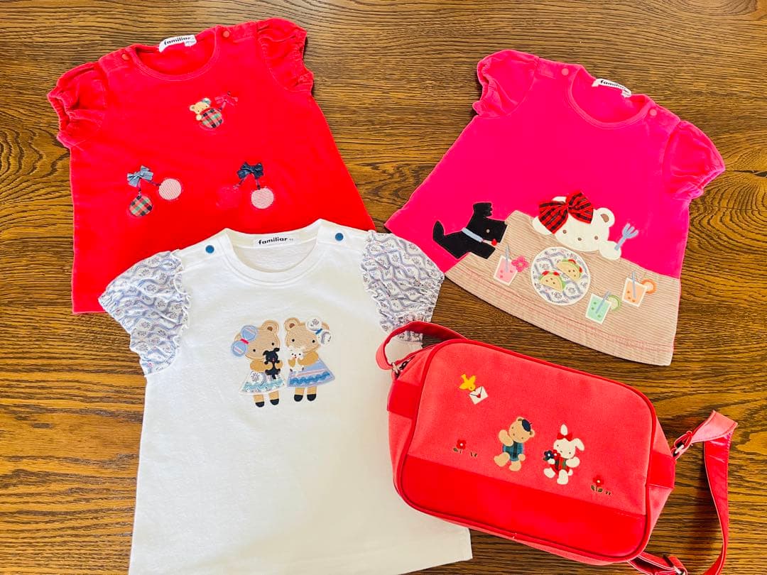 ファミリア 即完売 美品 ブルーリバティ クマ テリア Tシャツ