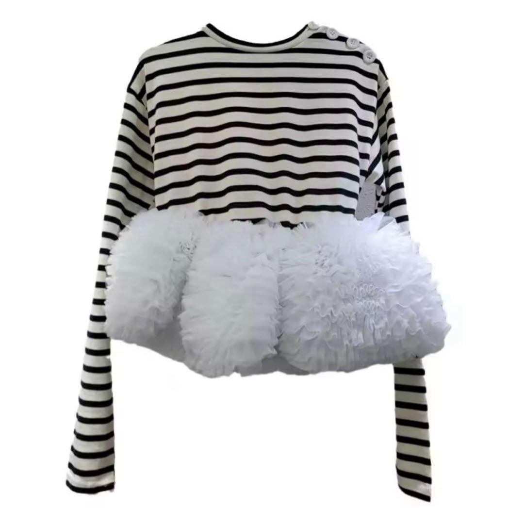 ボーダーチュールトップス フレンチチュール bibiy ビビィ好きさんに