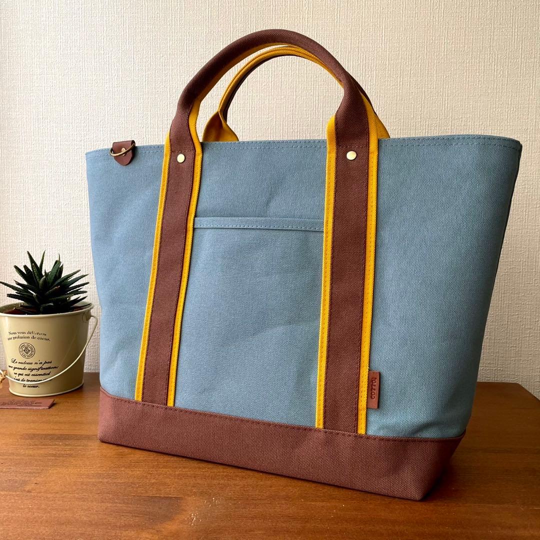 8号帆布トートバッグ(W)ブルージェイド×コーヒー Zさま専用