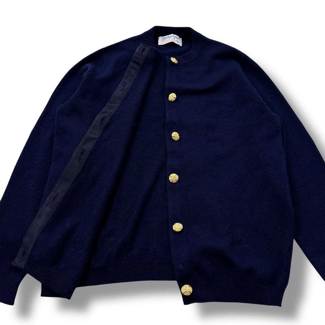 極美品】バランタイン カーディガン カシミヤ100 金ボタン 40 ネイビー