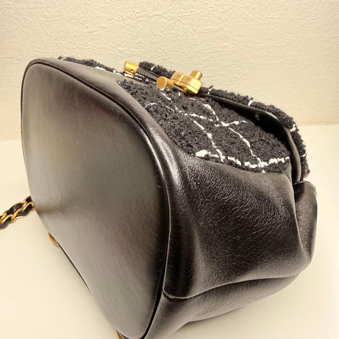 CHANEL ココマーク ツイード チェック バッグ パック チェーン
