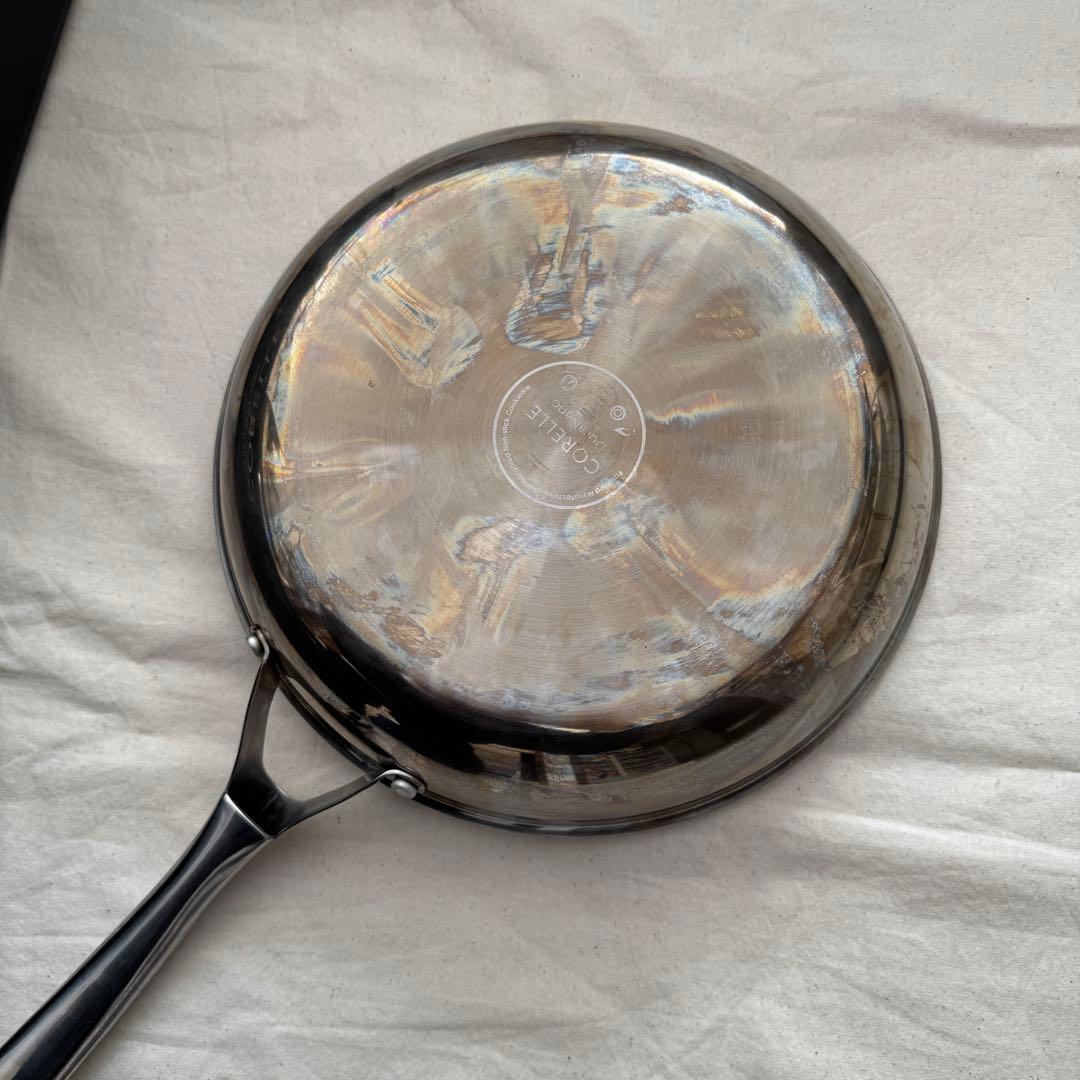 コレールフライパン ウォック 28cm 新品 鐵兎堂ガラス蓋付き おまけ