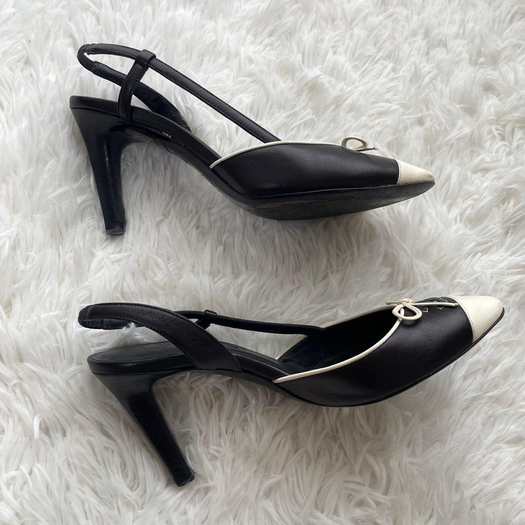 CHANEL サンダル ココマーク リボン レザー 22cm