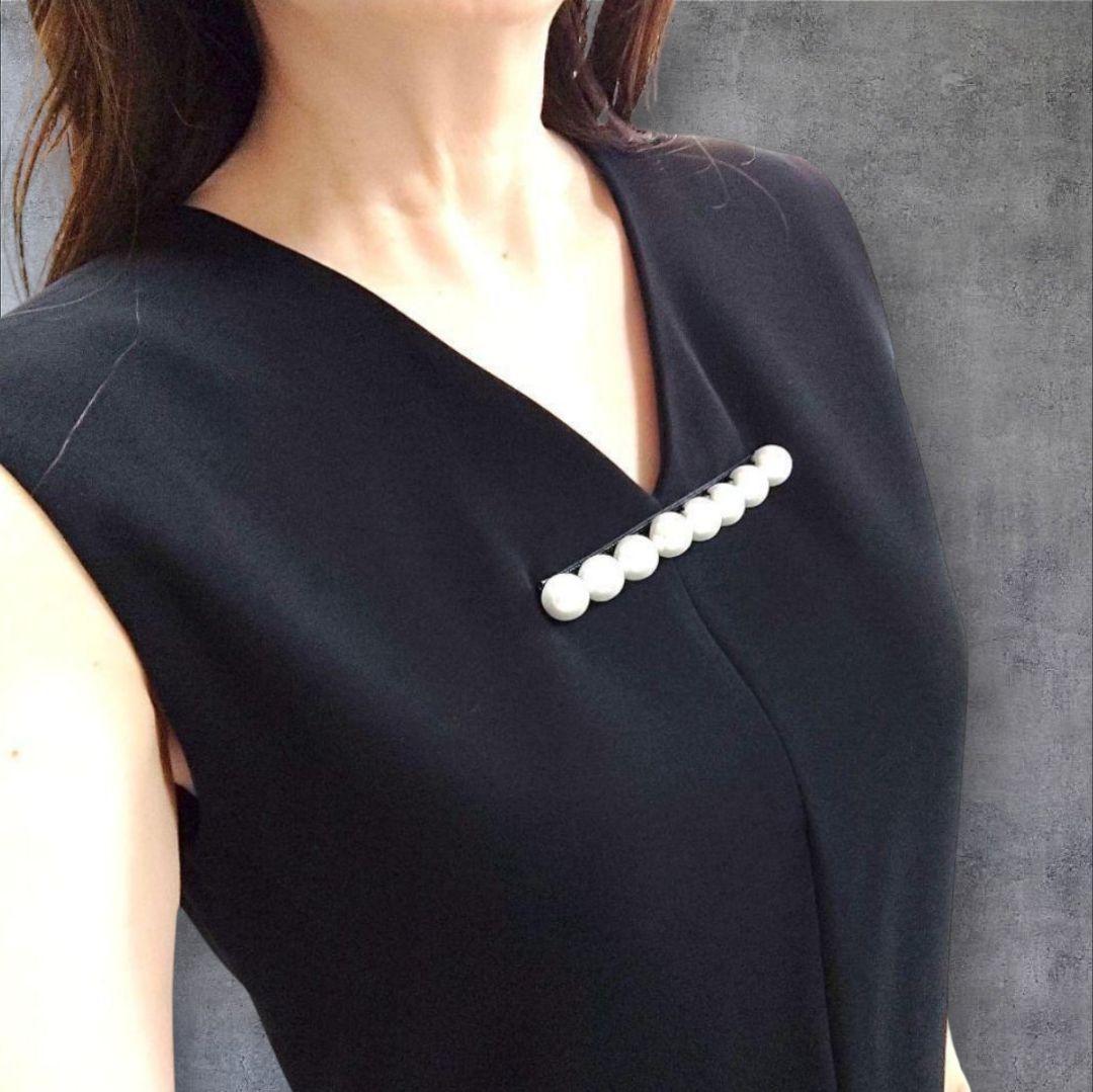 未使用級】YOKO CHAN バックパールワンピースブラック38 9号Mサイズ