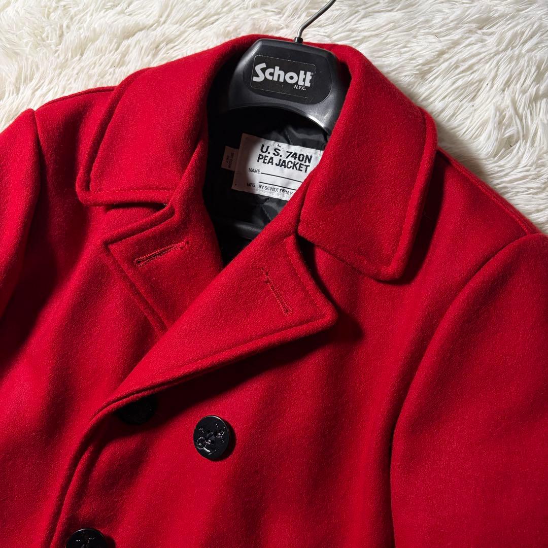 極美品□schott ピーコート 740B キルティング レッド 20