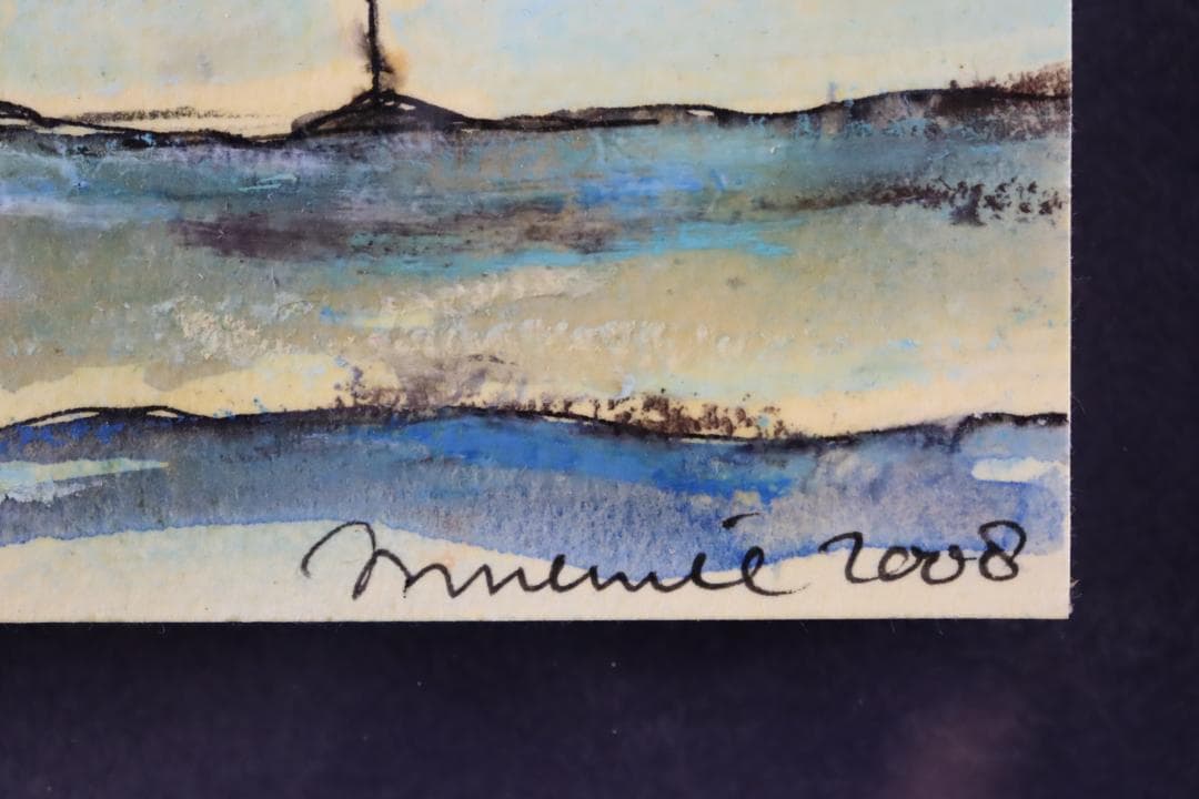 真作保証 ハンス・イヌメ 希少肉筆 板に水彩 額装 作品集・ポスト