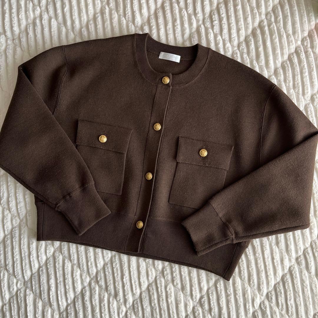 SALON adam et rope' スウェットライクメタルボタンカーディガン