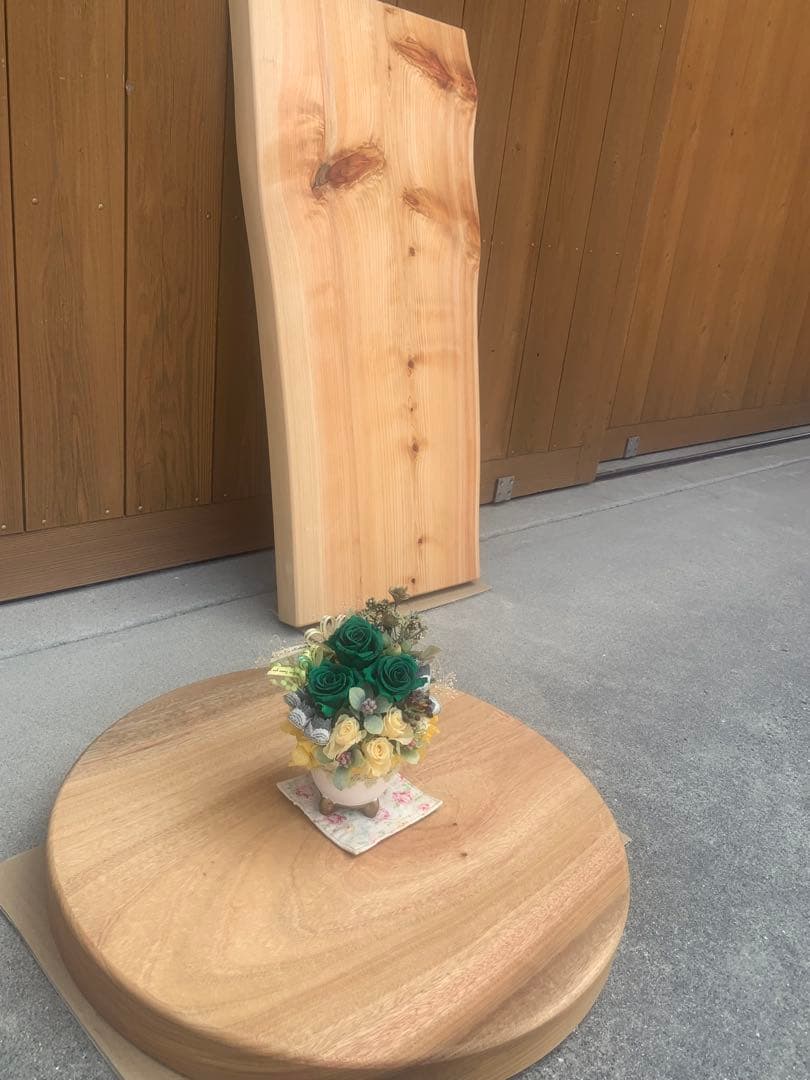 ☆ぺんぎん☆楠円形飾り台、桧片側耳付棚板オーダー製作●確認 ☆ぺんぎん☆楠円形飾り台、桧片側耳付棚板オーダー製作○