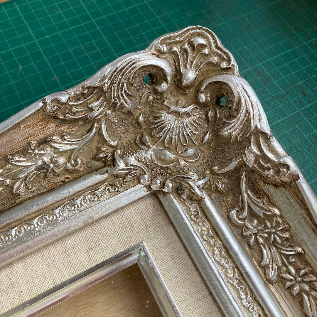 ち*す様 F8号 バロック調 油彩額縁 シルバーフレーム 銀色