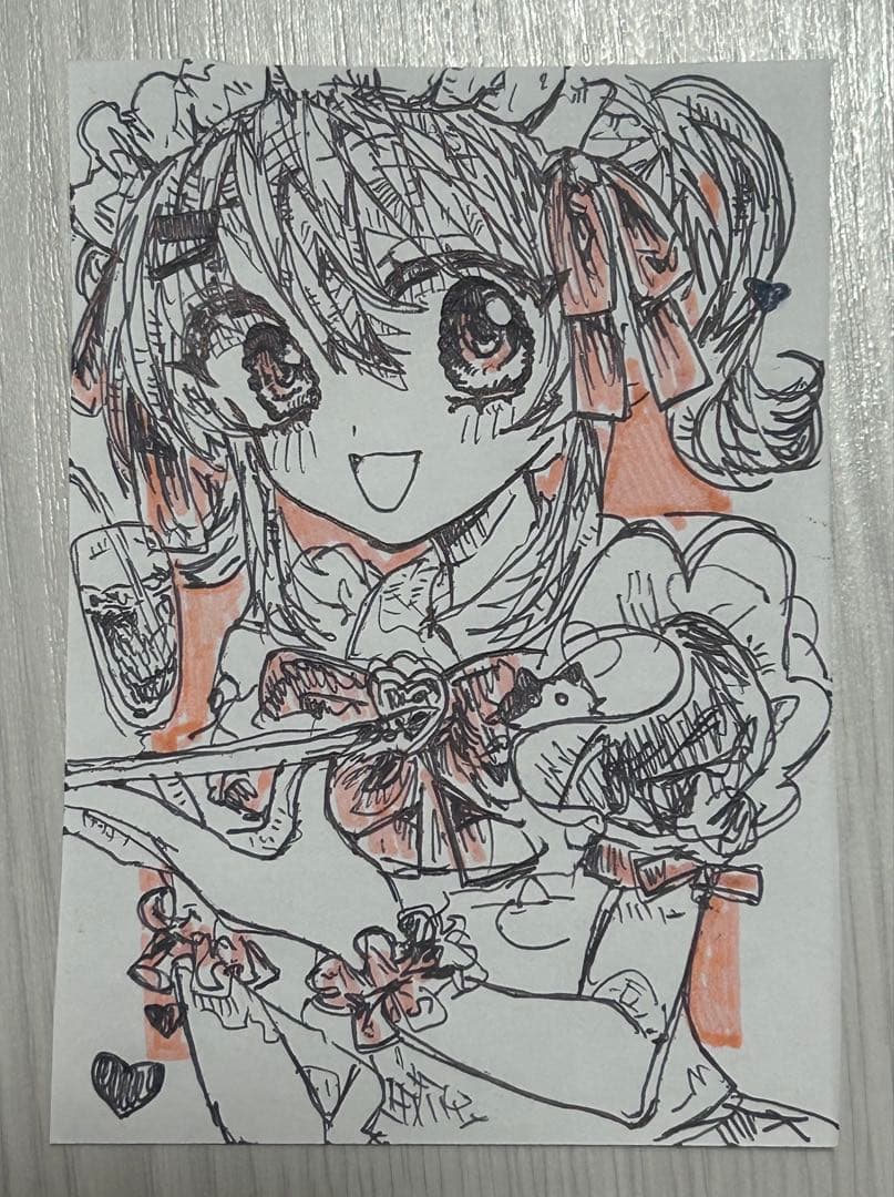 手描き イラスト アナログイラスト オリジナルイラスト 女の子 メイド