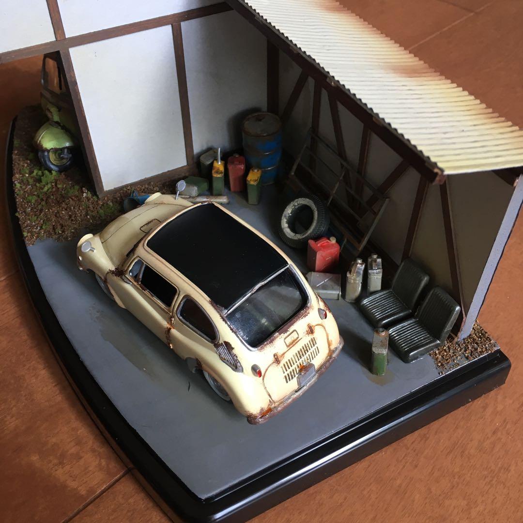マイクロエース1/32 スバル360ミゼット 廃ガレージジオラマ 廃車草ヒロ