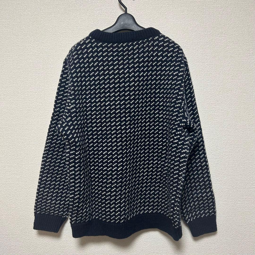 【美品　ノルウェー製】L.L.BEAN バーズアイ　ニット　ネイビー　Lサイズ