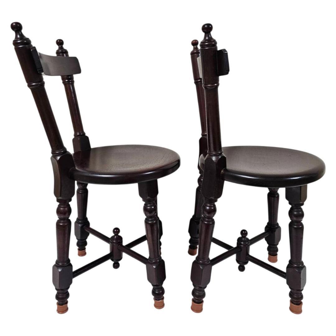 現状渡し】九州民芸家具 南京小椅子 丸座 2脚セット① ろくろ脚